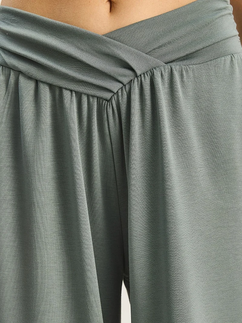 Bianco Lucci Mint Green LUCCI Arched Waist Palazzo Pants for Women | Best Price UAE